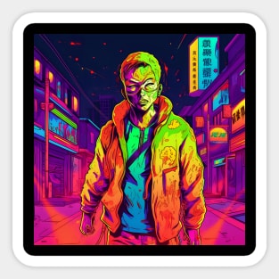 Korean Zombie in neon colours Sticker